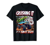 6th Birthday Monster Truck Dinosaur Crushing It Since 2020 T-Shirt