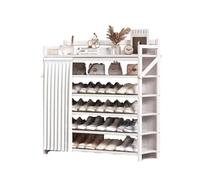 6Tiers &7Tiers White Foldable Shoe Rack Organizer Shoe Storage for Closet 25-38 Pairs Bamboo Stackable Vertical Shoe Rack Tower for Entryway Garage(50 * 23.8 * 90cm)