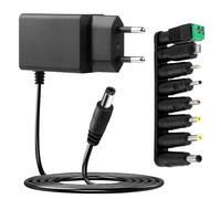 6V 1A Alimentation Adaptateur Secteur DC 5,5mm x 2,1mm avec 8 Connecteurs Chargeur AC 100-240V vers DC 6V 1000mA Universel pour Bande LED Caméra CCTV Routeur Disque Dur Externe et Jouet Enfant