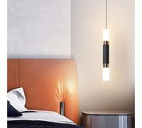 6W LED DIMMable Tube Long Pendentif Clair léger Nordique Noir métal maître de Plafond Table à Manger Les Lampes de Suspension Minimaliste pour la Chambre de Chambre à Coucher du Bureau de Cuisine