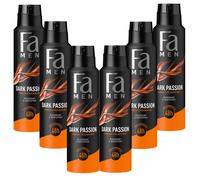 6X 150Ml FA Dark Passion Parfum Sensuel Frais Déodorant & Bodyspray 48H 0% Alu