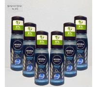 6x 75ml Nivea Men Frais Active Atomiseur Déodorant 0% Aluminium 48h Protection