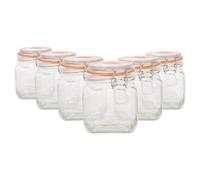 6x 760ml Bocal en Verre Carré avec Couvercles Hermétique Stockage Aliments Boîte