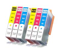 6X 935XL Cartouches d'encre Compatibles avec HP 934XL 935XL Couleur (2 Cyan, 2 Magenta, 2 Jaune) pour HP Officejet Pro 6830 6230 6820