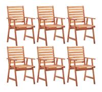 6x Acacia Massif Chaises de Salle à Manger d'Extérieur Dîner Jardin vidaXL