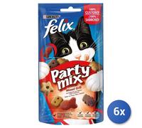 6X Aimento Chat Felix Snack Biscuits Party Mix Bœuf/Volaille/Sel
