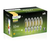 6x Ampoule LED E14 Bougie B35 7W = 60W 806lm 3000K Blanc chaud 360° FILAMENT LUMILED