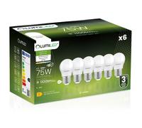 Lumiled Lot de 6 ampoules LED E27 P45 - 10 W - Remplace 75 W - 1100 lm - 4000 K - Blanc neutre - 230 V - Angle d'éclairage 180° - Intensité non variable - En forme de goutte