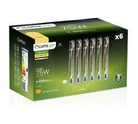 Lumiled Lot de 6 ampoules LED vintage T30 E27 8 W (équivalent à 75 W), 1055 lm, tube en verre transparent, 3000 K, lumière blanche chaude, ampoule rétro traditionnelle, filament 360°