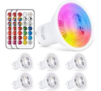 6X Ampoule Spot LED RGB GU10 6W Dimmable LED Spot Bulb RVB + Blanc Chaud 2700K,12 Couleurs avec Télécommande, 20W D'équivalent