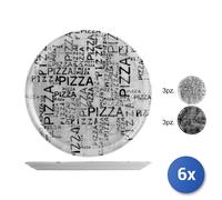 6X Assiette À Pizza En Porcelaine Décoration Noir/Blanc 33Cm, Blanc Et Noir