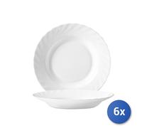 6x Assiette Creuse En Verre Opale Trianon Blanc 22,5Cm Arc