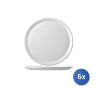 6X Assiette Pizza Porcelaine Napoli Blanche Cm 31