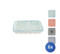 6X Assiettes Carrées H&H Décoration Complète Porcelaine Assorties 15,6 Cm