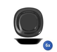 6x Assiettes En Verre Opale Joli Fond Noir 21Cm