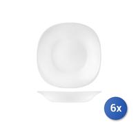 6X Assiettes En Verre Opale Parma Blanches De Table Fond Cm23