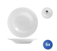 6X Assiettes Pour Pâtes Friends Blanches, 28,5Cm, Verre Opale