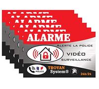 6X Autocollants Sticker Maison sous Alarme 10x6cm Autocollant dissuasif Stickers Anti Intrusion dissuasifs troyan System