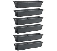 6X Bac À Fleurs 100Cm Bac De Balcon Avec Réserve D'Eau Pot De Plante Anthracite
