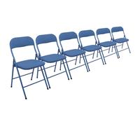 6x Bleu Tissu Rembourré Chaise Pliante en Métals Pliable Bureau Chaise