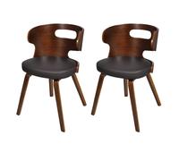 6x Bois Courbé Chaises à Dîner Noir Similicuir Cuisine Salle à Manger vidaXL