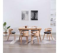 6x Bois Courbé Chaises à Dîner Noir Similicuir Cuisine Salle à Manger vidaXL