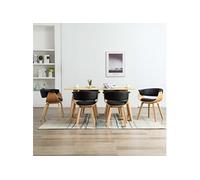 6x Bois Courbé Chaises de Salle à Manger Chaises à Dîner Chaises de Repas Chaises de Cuisine Siège de Salon Chaises de Salon Maison Noir Tissu 278735