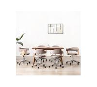 Chaises Pivotantes À Dîner 6 Pcs Taupe Bois Courbé Et Tissu - Vidaxl Gris