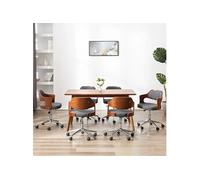 vidaXL 6x Bois Courbé Chaises Pivotantes à Dîner Sièges de Salle à Manger Salon Repas Chambre Cuisine Bureau Maison Intérieur Gris Tissu Gris