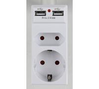 6x Boîte Adaptateur Enfichable Blanc 2 USB Connexions Combinaison Intérieur