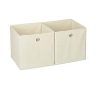 Relaxdays Lot de 6 boîtes de rangement en tissu carré pour étagère - 30 x 30 x 30 cm - Beige