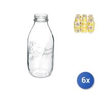 6X Bormioli Rocco Bouteilles De Jus 4 Saisons 1 LT En Verre Transparent
