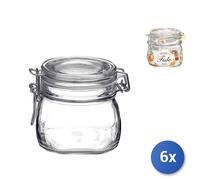 6X Bormioli Rocco Pots En Verre Fido Avec Couvercle Hermétique 0,5 L