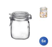 6X Bormioli Rocco Pots En Verre Fido Avec Couvercle Hermétique 0,75 L