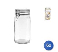 6X Bormioli Rocco Pots En Verre Fido Avec Couvercle Hermétique 1500 CC