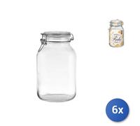 6X Bormioli Rocco Vases En Verre Fido Avec Couvercle Hermétique Cylindrique 2 L