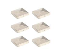 6x Bouchons de Poteau de Clôture Pyramidaux Chapeau de Poteau Capuchon Terrasse Porche Galvanisé à Chaud Acier Inoxydable 101x101 mm