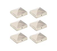 6x Bouchons de Poteau de Clôture Pyramidaux Chapeau de Poteau Capuchon Terrasse Porche Galvanisé à Chaud Acier Inoxydable 81x81 mm