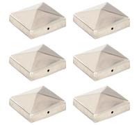 Bouchons de poteau de clôture pyramidaux 6 pcs Inox 81x81 mm