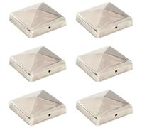 Bouchons de poteau de clôture pyramidaux 6 pcs Inox 101x101 mm