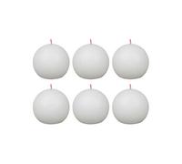 6x Bougies Boule Rustiques 76x71 mm Blanc Nuageux sans Fumée Salon