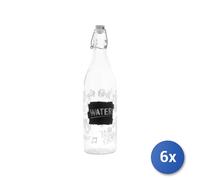 6X Bouteilles Chio Avec Décor Ardoise En Verre Décoré Avec Capacité De 1 L