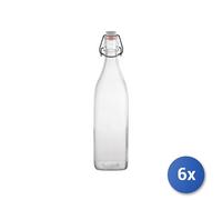 6x Bouteilles Verre Modèle Swing De Marque Bormioli Rocco avec Bouchon Blanc