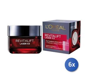 6X Bundle L'Oréal Paris Crème Visage Jour Revitalift Laser X3, 50 Ml