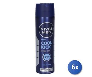 6X Bundle NIVEA Cool Kick Homme Déodorant Spray 150 ML 1 Pz
