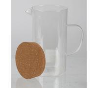 6x carafe 1,7L en verre, avec couvercle en liège, pichet pour le lait, récipient pour les jus de fruits, pichets pour l'eau, le jus ou le vin, idéal pour la table de la cuisine, le dîner