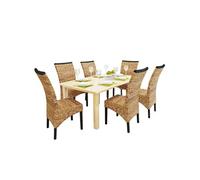Vidaxl Chaises À Manger Lot De 6 Bois Solide De Manguier Et Abaca Multicolore