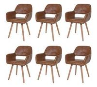 6x chaise de salle à manger Altena II, fauteuil, design rétro des années 50 similicuir, aspect daim Marron