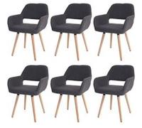 6x chaise de salle à manger Altena II, fauteuil, design rétro des années 50 tissu, gris