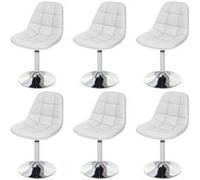 6x chaise de salle à manger Cascina, fauteuil pitovante, chrome similicuir blanc
